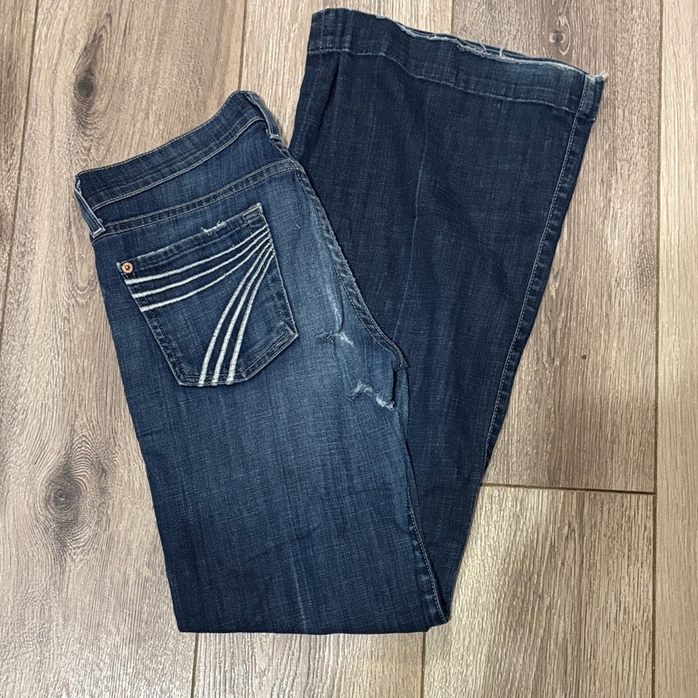 7 For All Mankind Dark Blue Flare Jeans